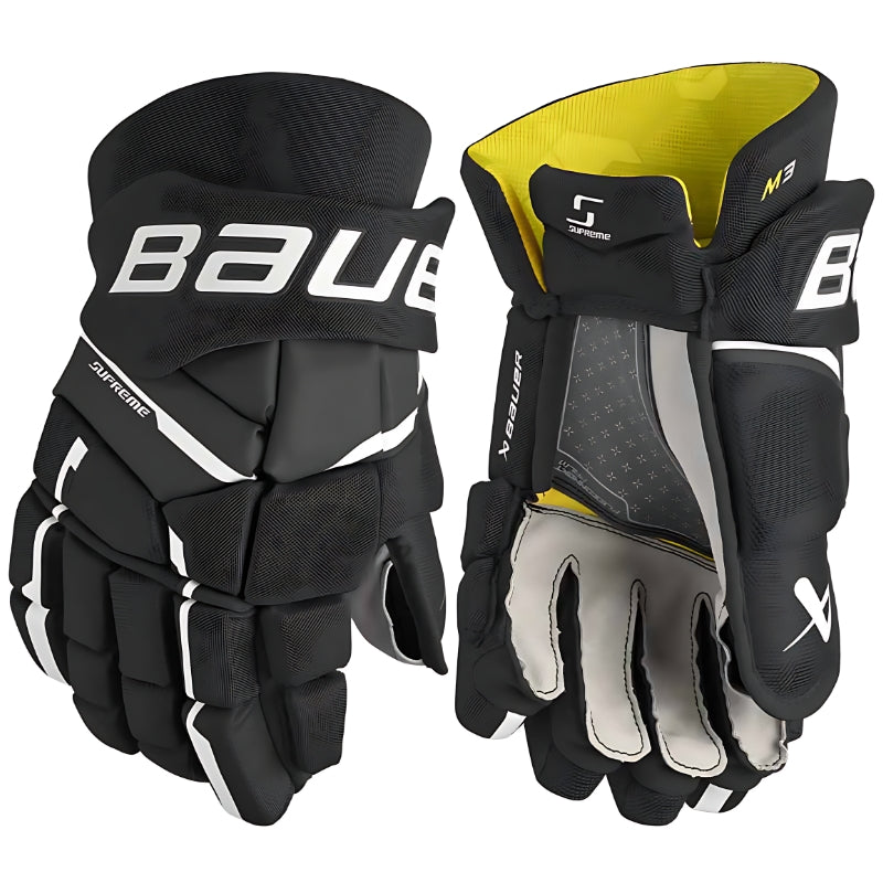 Bauer Hockey Protective Gear Bauer Supreme M3 Hockey Gloves Senior 2023 Black White