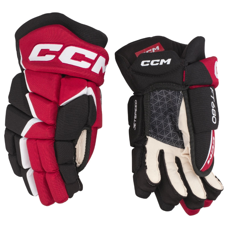 CCM Hockey Protective Gear CCM JetSpeed FT680 Hockey Gloves Senior Black Red White