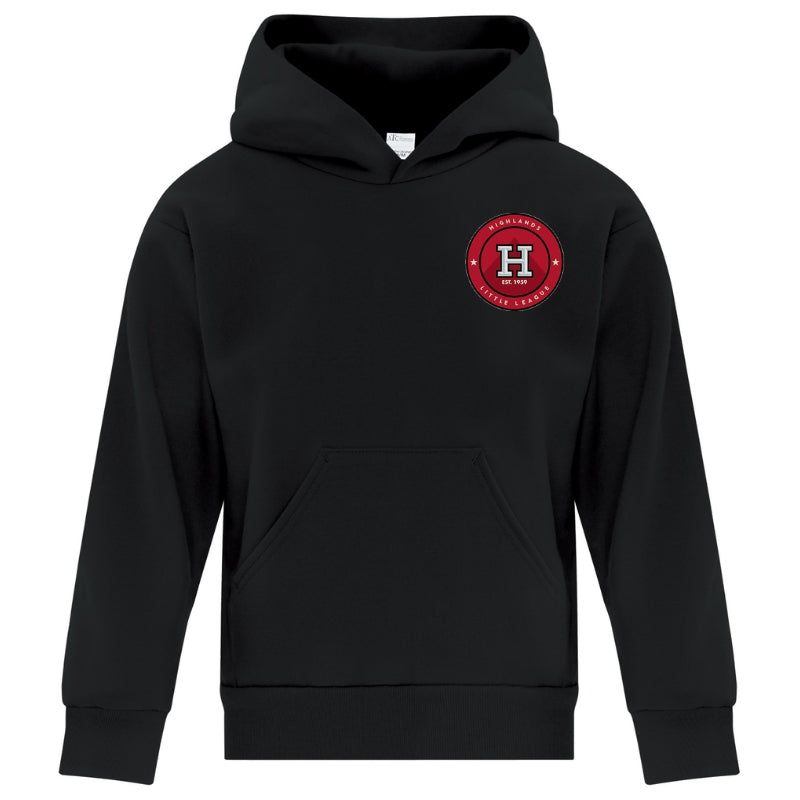 HLL Baseball Team Apparel HLL ATC Everyday Fleece Hoodie Small Round Logo Youth Black