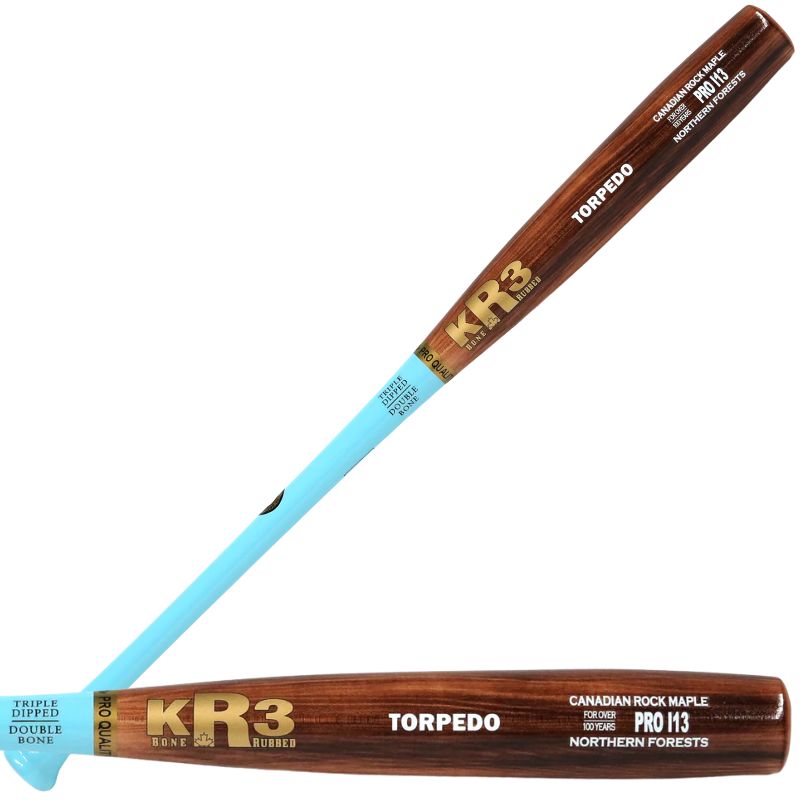 KR3 Baseball Bats KR3 Canadian Rock Maple I13 Torpedo Wood (2026) Adult/Teen Aqua/Flamed 31 to 34-inch CRMI13T