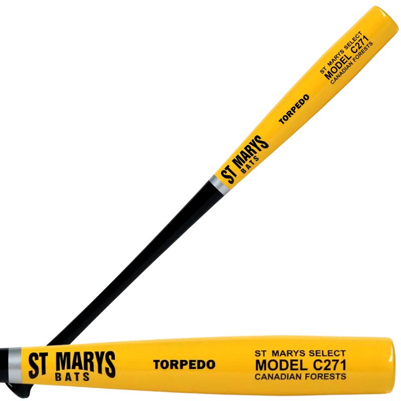 KR3 Baseball Bats KR3 St Marys C271 Select Torpedo 33.5-inch Wood (2026) Adult/Teen Black/Yellow STMBC271T