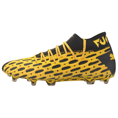 Puma Future 5.1 Netfit Firm Ground Soccer Cleats Junior Yellow/Black side pointing left