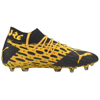 Puma Future 5.1 Netfit Firm Ground Soccer Cleats Junior Yellow/Black side pointing right