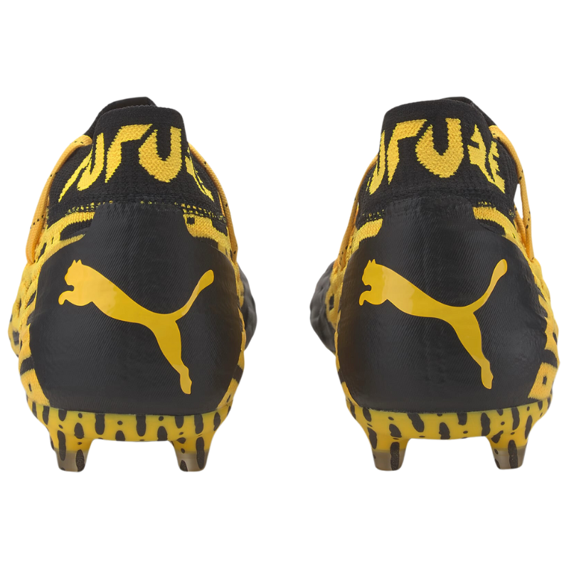 Puma Future 5.1 Netfit Firm Ground Soccer Cleats Junior Yellow/Black back of both shoes