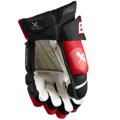 Bauer Vapor Hyperlite Hockey Gloves Intermediate 2022 black/red front (palm) of left glove