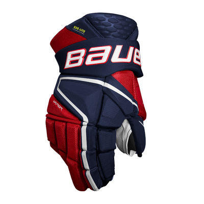 Bauer Vapor Hyperlite Hockey Gloves Senior 2022 navy/red/white back of one glove