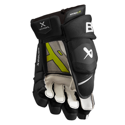 Bauer Vapor Hyperlite Hockey Gloves Junior 2022 balck/white front (palm) of left glove