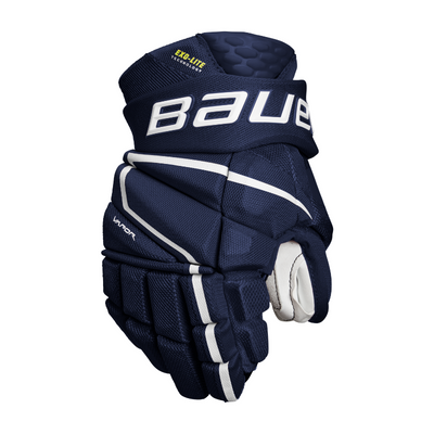 Bauer Vapor Hyperlite Hockey Gloves Junior 2022 navy back of right glove