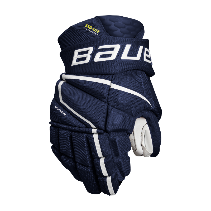 Bauer Vapor Hyperlite Hockey Gloves Junior 2022 navy back of right glove