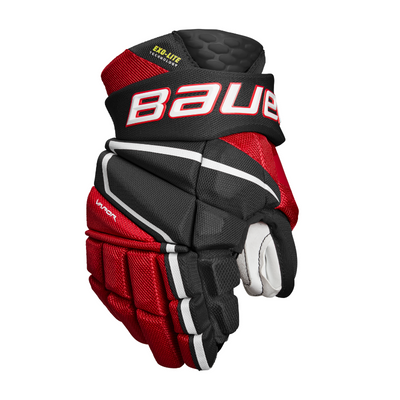 Bauer Vapor Hyperlite Hockey Gloves Junior 2022 black/red back of right glove