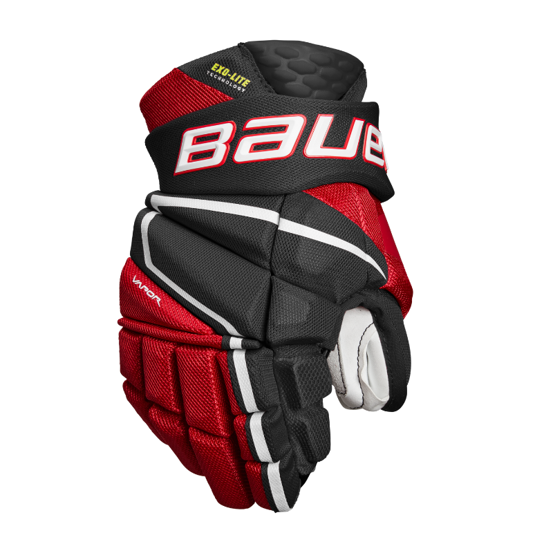 Bauer Vapor Hyperlite Hockey Gloves Junior 2022 black/red back of right glove