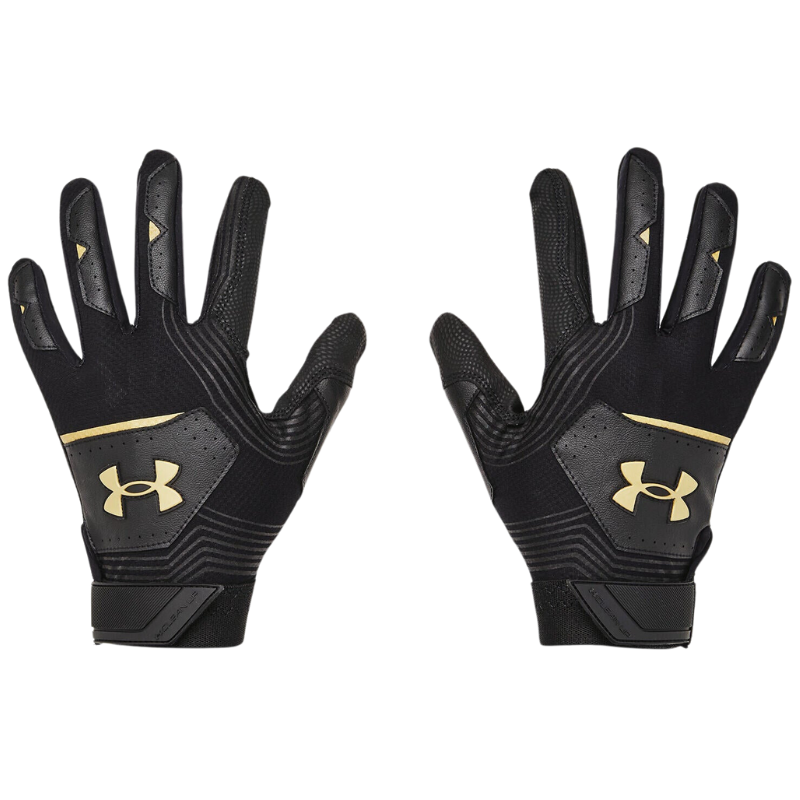 UA Clean Up 21 Baseball Batting Gloves Men`s black back of both gloves