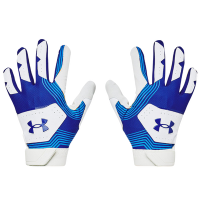 UA Clean Up 21 Baseball Batting Gloves Men`s white/royal back of both gloves