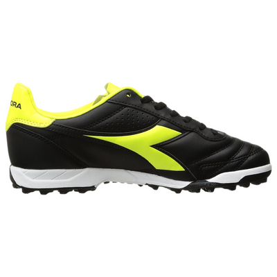 Diadora Brasil LT Soccer Turf Boots Black/Yellow Junior side of right show pointing right