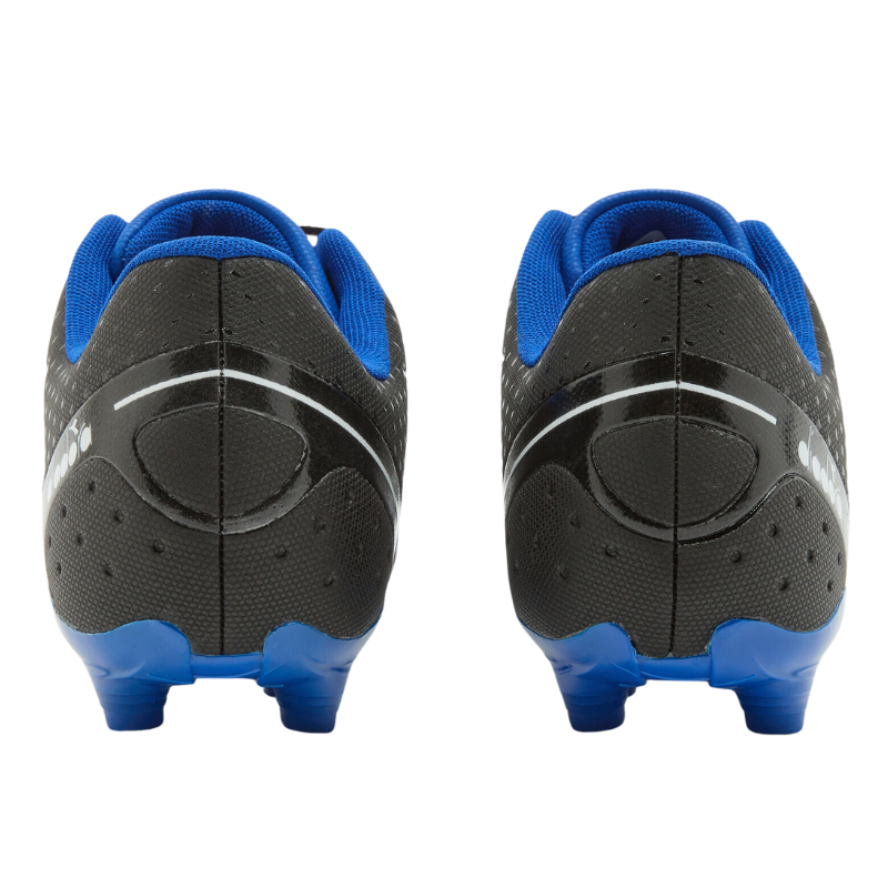 Diadora Pichichi 5 MG14 Soccer Cleats Adult Black/White/Blue back of both shoes
