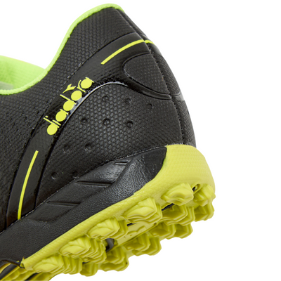 Diadora Pichichi 5 JR/PR Soccer Turf Boots Black/Yellow Junior close-up of side/back pointing to the lower-left