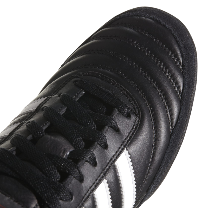 Adidas Copa Mundial Leather Team Black/White/Red Junior Adult Soccer Turf Boots close-up of front half 