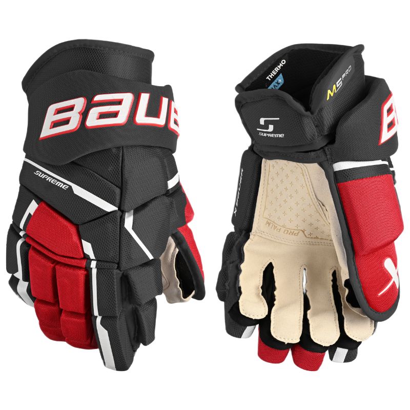 Bauer Hockey Protective Gear Bauer Supreme M5 Pro Hockey Gloves Senior 2023 Black Red