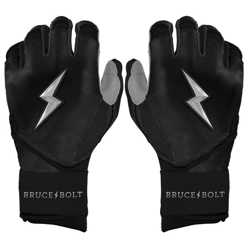 Bruce Bolt Baseball Equipment Bruce Bolt Chrome Series Long Cuff Batting Gloves Adult Black
