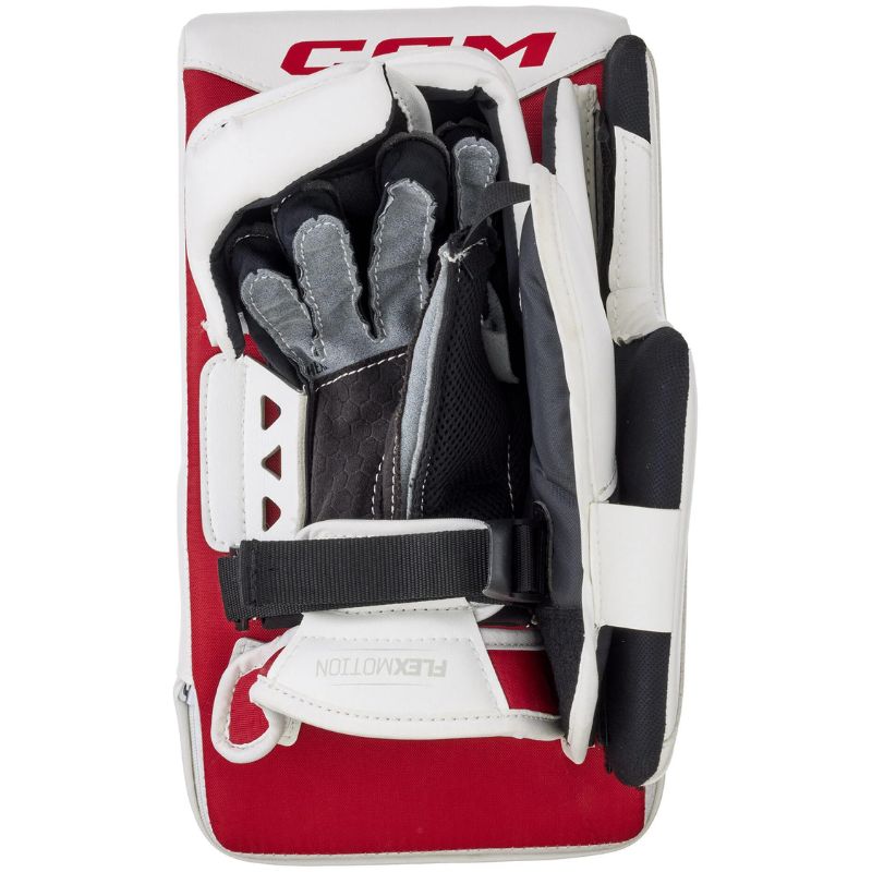 CCM Goalie Blockers CCM Phenom Source Exclusive (2025) Junior White/Red back (glove)