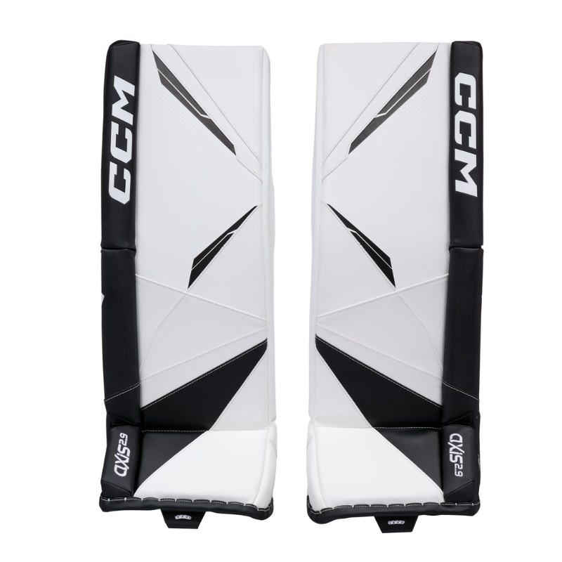 CCM Goalie Leg Pads CCM Axis 2.5 Source Exclusive (2022) Junior White/White/Black front of both