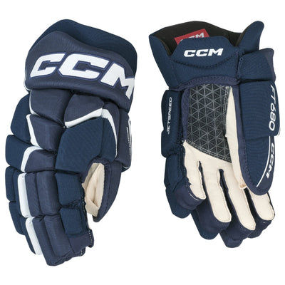CCM Hockey Protective Gear CCM JetSpeed FT680 Hockey Gloves Senior Navy White