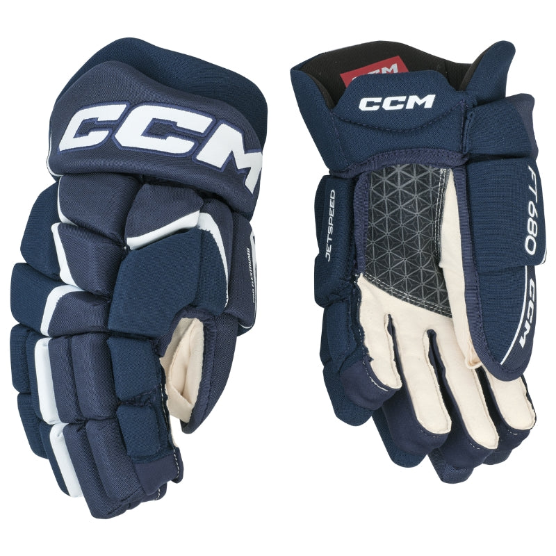 CCM Hockey Protective Gear CCM JetSpeed FT680 Hockey Gloves Senior Navy White