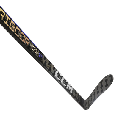 CCM Hockey Sticks CCM Ribcor Trigger 9 Pro (2024) Senior Black/Gray diagonal close-up of shaft with blade pointing to the upper-right