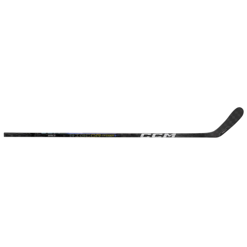 CCM Hockey Sticks CCM Ribcor Trigger 9 Pro (2024) Senior Black/Gray horizontal side with blade pointing to the upper-right