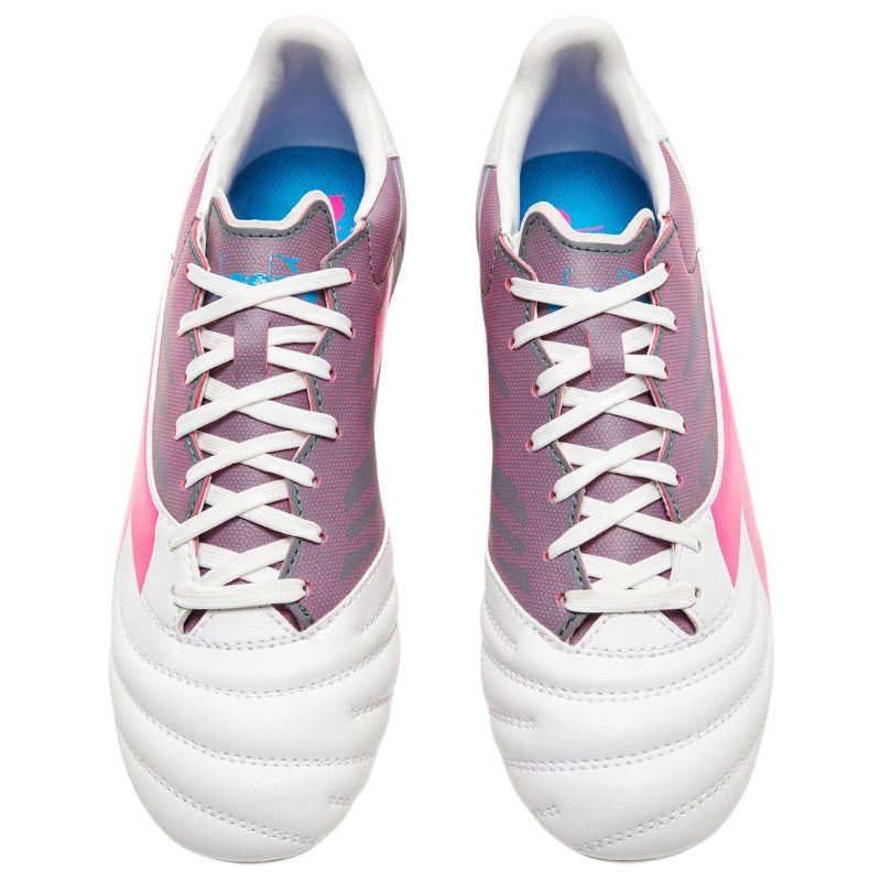 Diadora Soccer Shoes Diadora Brasil Elite Veloce GR LPU Soccer Cleats Adult White Pink Blue