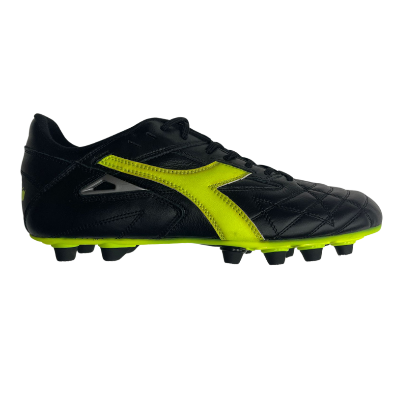 Diadora Soccer shoes Diadora M.Winner Italy LT Soccer Cleats Adult 172363 Black/Neon Yellow Leather PU Water Resistant