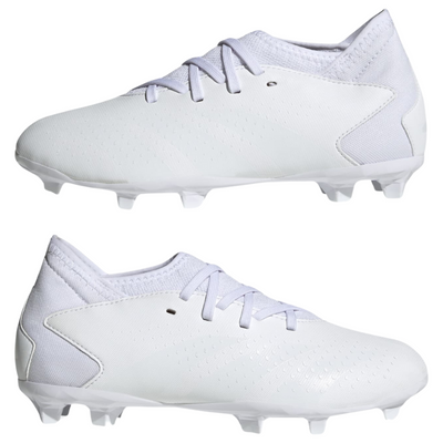 Adidas Predator Accuracy.3 Firm Ground Soccer Cleats Junior Cloud White/Cloud White/Core Black side of both shoes pointing left and right