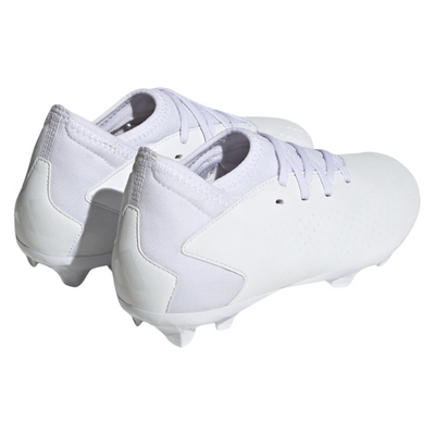 Adidas Predator Accuracy.3 Firm Ground Soccer Cleats Junior Cloud White/Cloud White/Core Black side/back of both shoes pointing to the upper-right