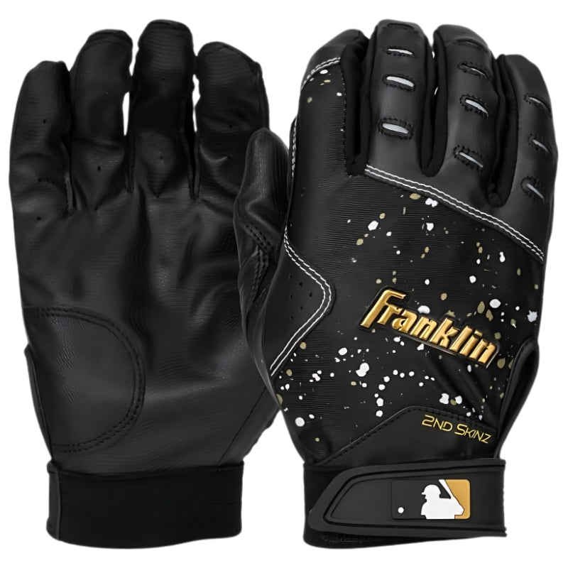 Franklin Baseball Gloves Franklin 2nd-Skinz Batting Gloves Black Gold