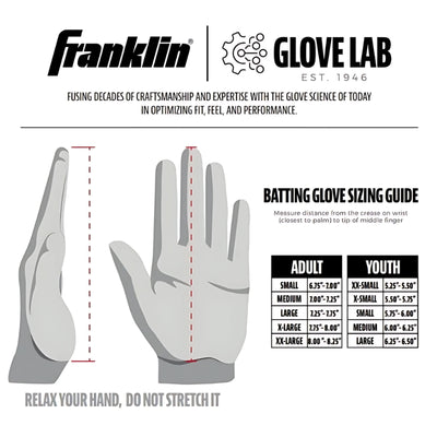 Franklin Baseball Gloves Franklin 2nd-Skinz Batting Gloves Size Chart