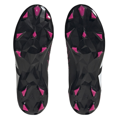 Adidas Predator Accuracy.3 Laceless Firm Ground Soccer Cleats Junior Core Black/Cloud White/Team Shock Pink 2 bottom of both shoes pointing up