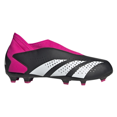Adidas Predator Accuracy.3 Laceless Firm Ground Soccer Cleats Junior Core Black/Cloud White/Team Shock Pink 2 side pointing right