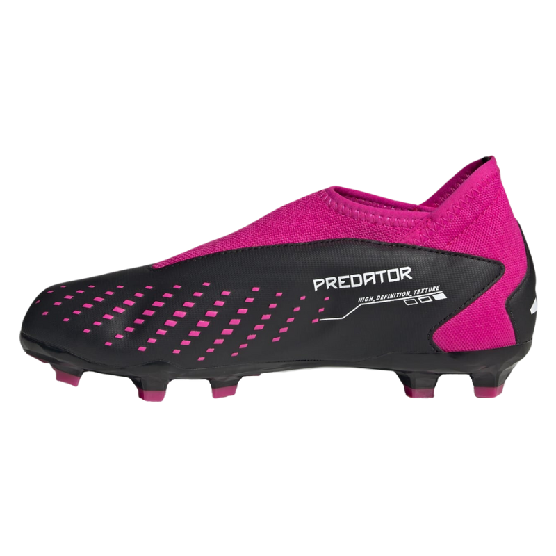 Adidas Predator Accuracy.3 Laceless Firm Ground Soccer Cleats Junior Core Black/Cloud White/Team Shock Pink 2 side pointing left