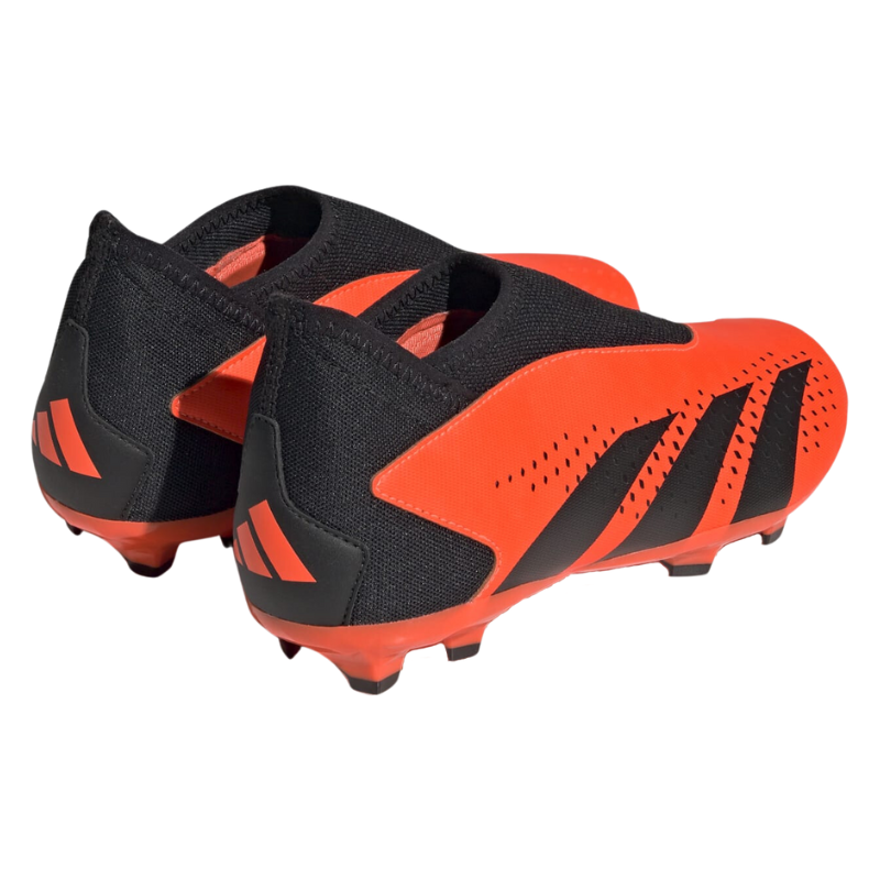 Adidas Predator Accuracy.3 Laceless Firm Ground Soccer Cleats Junior Team Solar Orange/Core Black/Core Black side/back of both shoes pointing to the upper-right