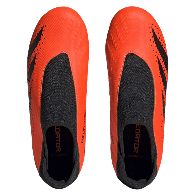 Adidas Predator Accuracy.3 Laceless Firm Ground Soccer Cleats Junior Team Solar Orange/Core Black/Core Black top of both shoes pointing up