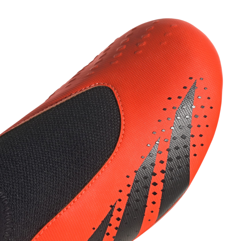 Adidas Predator Accuracy.3 Laceless Firm Ground Soccer Cleats Junior Team Solar Orange/Core Black/Core Black close-up of forward half of shoe