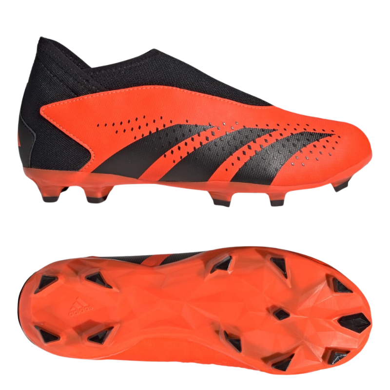 Adidas Predator Accuracy.3 Laceless Firm Ground Soccer Cleats Junior Team Solar Orange/Core Black/Core Black side pointing right and bottom pointing right