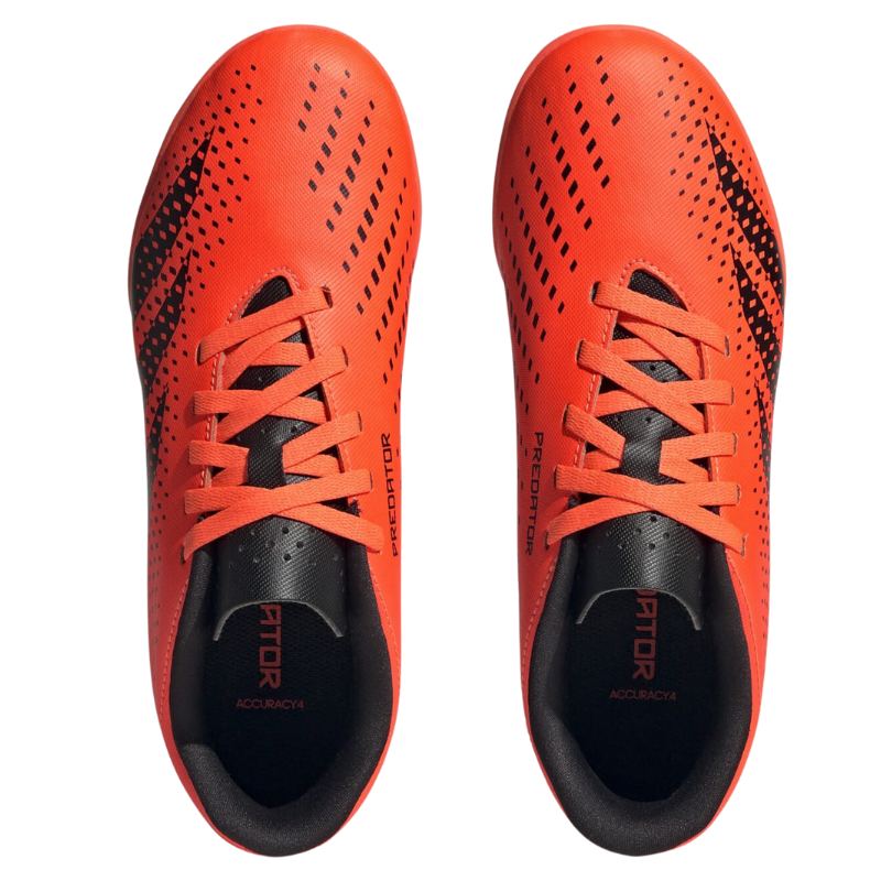 Adidas Predator Accuracy.4 Soccer Turf Boots Orange/Black/Black Junior top of both shoes pointing up