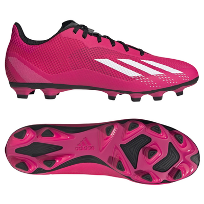 Adidas X Speedportal.4 Flexible Ground Soccer Cleats Adult Pink/White/Black side and bottom