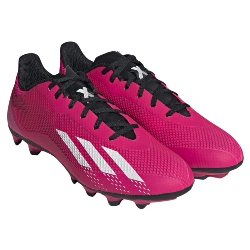 Adidas X Speedportal.4 Flexible Ground Soccer Cleats Adult Pink/White/Black side front of both shoes