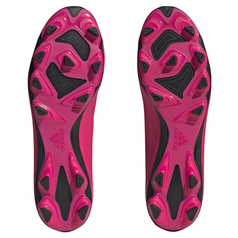 Adidas X Speedportal.4 Flexible Ground Soccer Cleats Adult Pink/White/Black bottom of both shoes