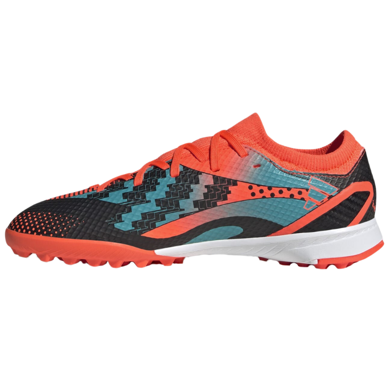 Adidas X Speedportal Messi.3 Soccer Turf Boots Orange/Black/Green/White Junior side pointing left