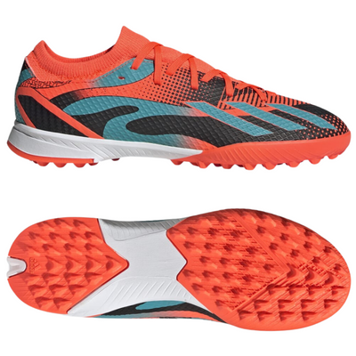 Adidas X Speedportal Messi.3 Soccer Turf Boots Orange/Black/Green/White Junior side pointing right and bottom pointing right