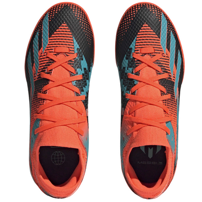 Adidas X Speedportal Messi.3 Soccer Turf Boots Orange/Black/Green/White Junior top of both shoes pointing up