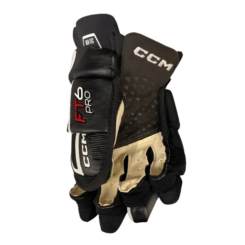CCM Jetspeed FT6 Pro Hockey Gloves Junior 2023 black/white front (palm) of right glove